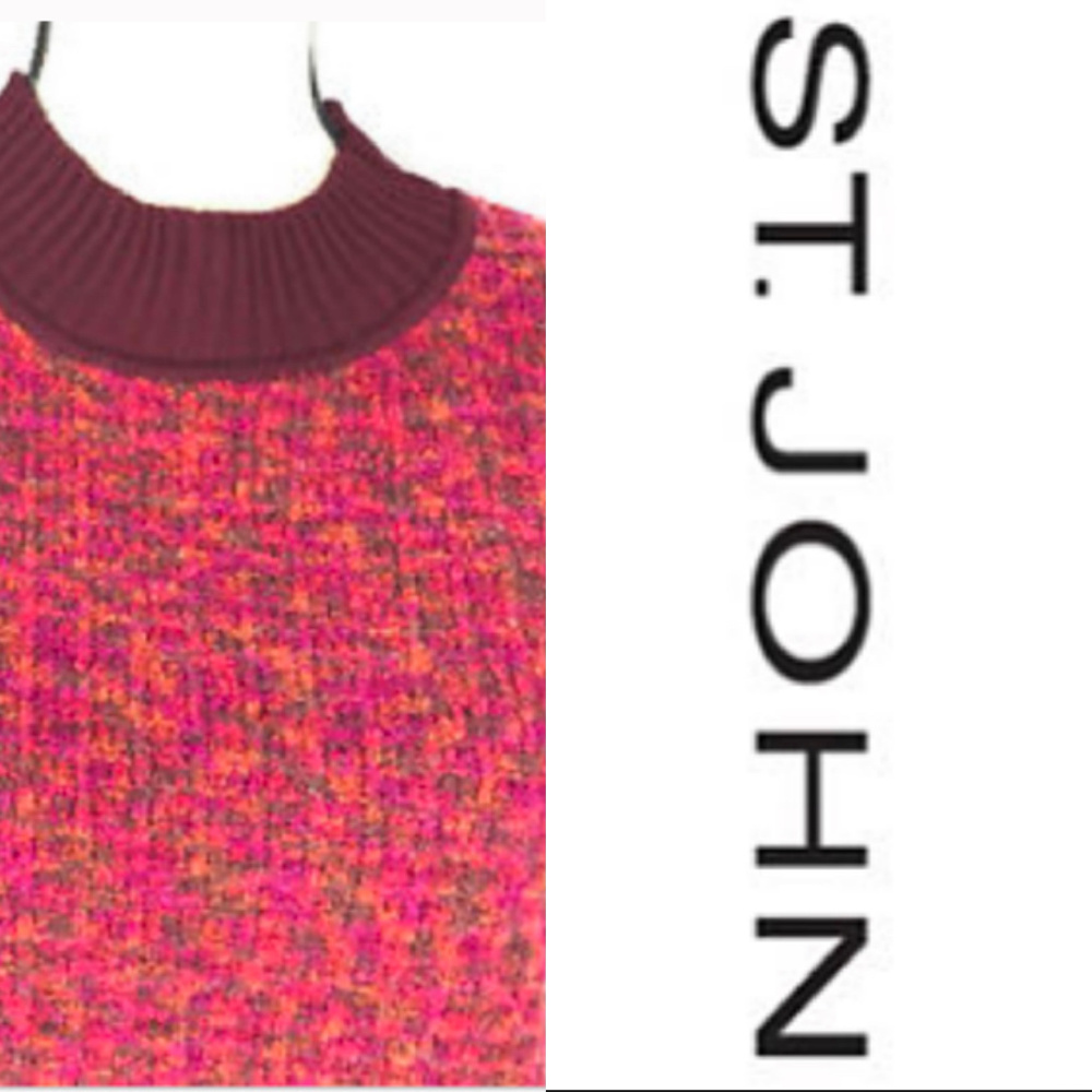 ST. JOHN Turtleneck Sweater Marled Large Wool Blnd